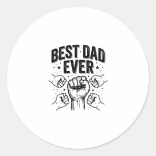 Pegatina Redonda Mejor Papá del Mundo Choque de Puños Diseño de Cam
