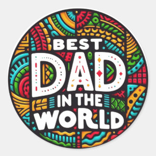 Pegatina Redonda Mejor Papá Del Mundo - Mosaico Vibrante de Arcoíri
