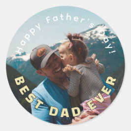 Pegatina Redonda Mejor Papá del Mundo Tarjeta de Foto Completa Plan