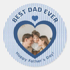 Pegatina Redonda Mejor Papá del Mundo Tarjeta de Foto Corazón Plant
