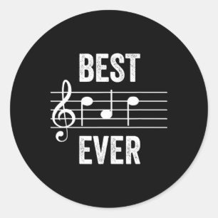 Pegatina Redonda Mejor Papá Ever Music Notes Funny Fathers Day Gift