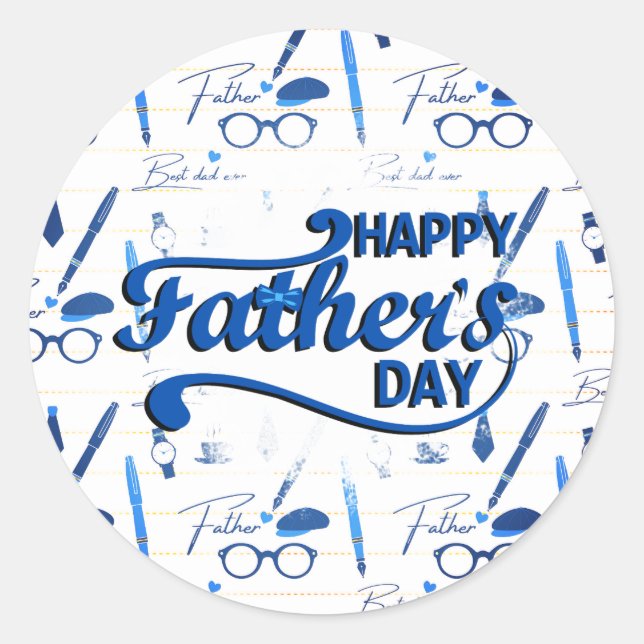 Pegatina Redonda Mejor Papá, Feliz Día del Padre (Anverso)
