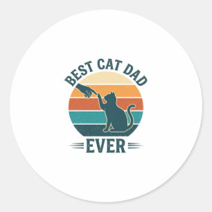 Pegatina Redonda Mejor Papá Gato de Todos los Tiempos Diseño de Cam