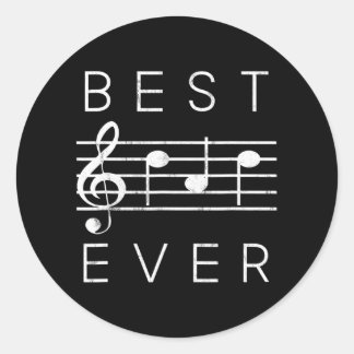 Pegatina Redonda Mejor Papá Nunca Música Notas Funny Día de los Pad