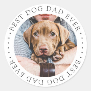Pegatina Redonda Mejor Papá Perro Elegante Foto Personalizado Simpl