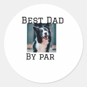 Pegatina Redonda Mejor papá por mascota de perro de par. Foto moder