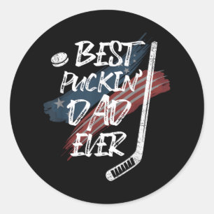 Pegatina Redonda Mejor Papá Puckin Camisa Bandera Estadounidense Po