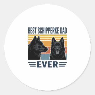 Pegatina Redonda Mejor Papá Schipperke Retro Diseño Vectorial de Pe