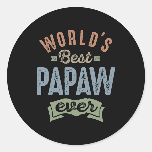 Pegatina Redonda Mejor Papaw del Mundo (Anverso)