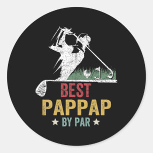 Pegatina Redonda Mejor Pappap de Golf Por Abuelo Golfista Par del D