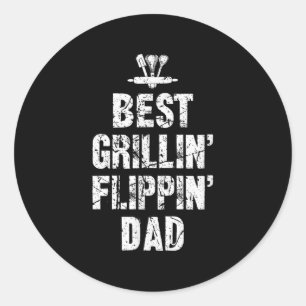 Pegatina Redonda Mejor Parrillada Flipping Dad Bbq Meat Vi