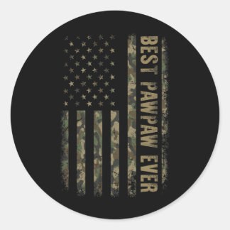 Pegatina Redonda Mejor Pawpaw Camuflaje Bandera Americana Día del P