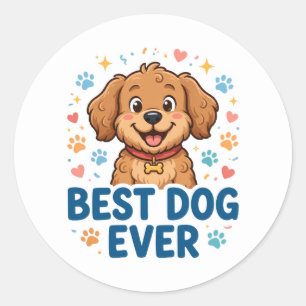 Pegatina Redonda Mejor Perro del Mundo Sticker
