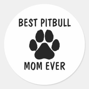 Pegatina Redonda Mejor perro PITBULL mamá jamás pee Personalizado d