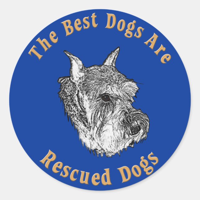 Pegatina Redonda Mejor Perros Rescatados (Schnauzer Estándar) (Anverso)