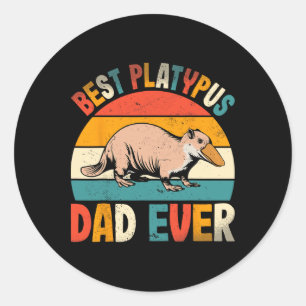 Pegatina Redonda Mejor Platypus Dad Ever Retro Platypus Lover Dad