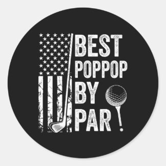 Pegatina Redonda Mejor Poppop Por Par Usa Bandera Golf Día Del Padr