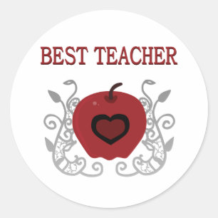 Pegatina Redonda Mejor profesor de Apple Roja