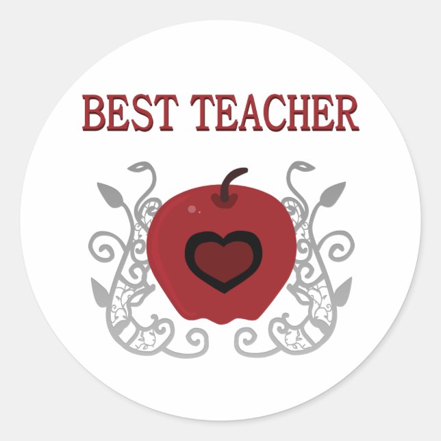 Pegatina Redonda Mejor profesor de Apple Roja (Anverso)