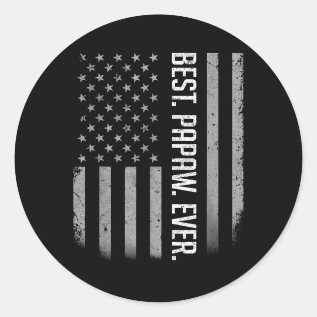 Pegatina Redonda Mejor regalo de la bandera estadounidense de Papaw (Anverso)