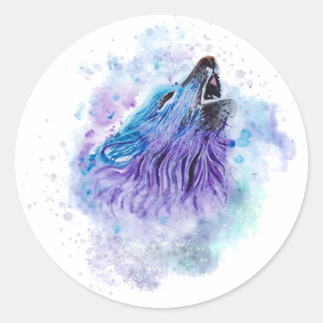 Pegatina Redonda Mejor regalo de Wolf Animal Colors (Anverso)