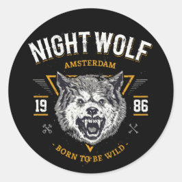 Pegatina Redonda Mejor regalo de Wolf Night Amsterdam
