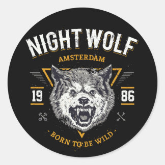 Pegatina Redonda Mejor regalo de Wolf Night Amsterdam