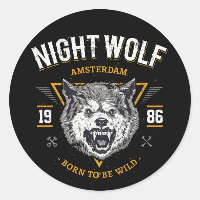 Pegatina Redonda Mejor regalo de Wolf Night Amsterdam (Anverso)