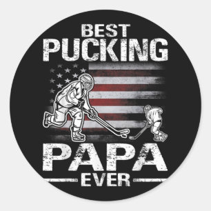 Pegatina Redonda Mejor regalo del Día del Padre de Hockey Padres de