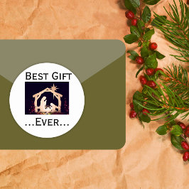 Pegatina Redonda Mejor Regalo Navidades Historia de Natividad