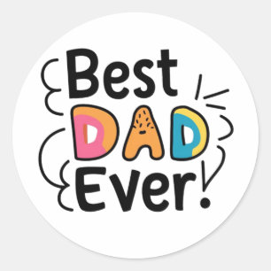 Pegatina Redonda Mejor regalo para papá. Día del Padre