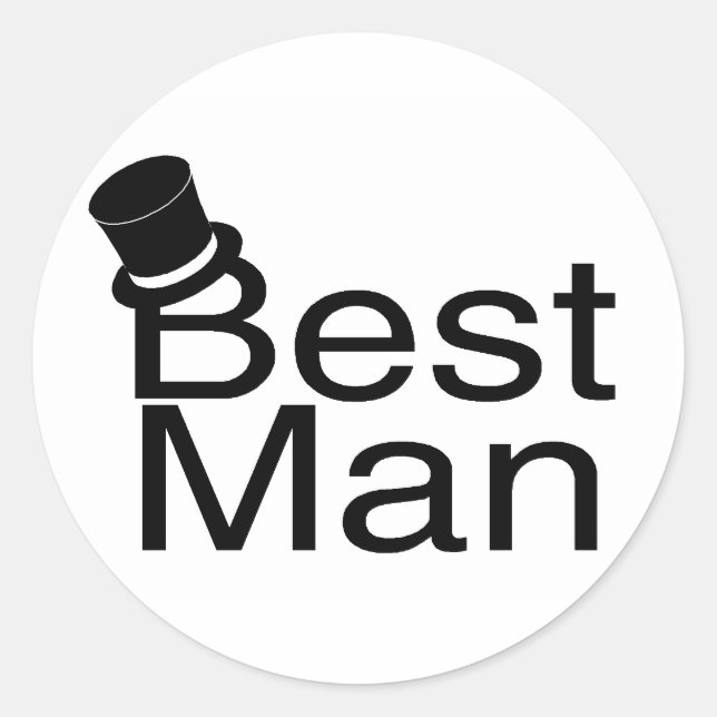 Pegatina Redonda Mejor sombrero superior de hombre (Anverso)
