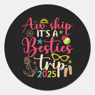 Pegatina Redonda Mejor Viaje de Amigas 2025 Amigas Crucero Verano V