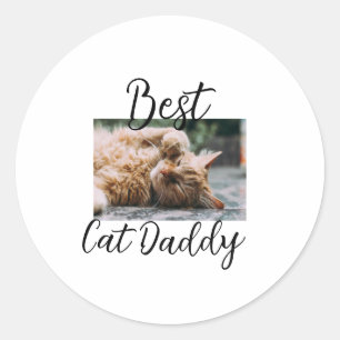 Pegatina Redonda Mejores padres gato Daddy mascota foto papá mamá s