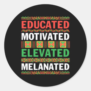 Pegatina Redonda Melán elevado motivado por educación afroamericana
