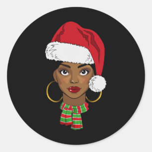 Pegatina Redonda Melani, Navidades afroamericanos de raza negra