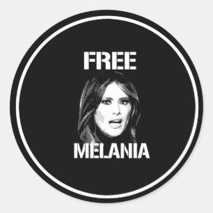 PEGATINA REDONDA MELANIA LIBRE - BLANCO -