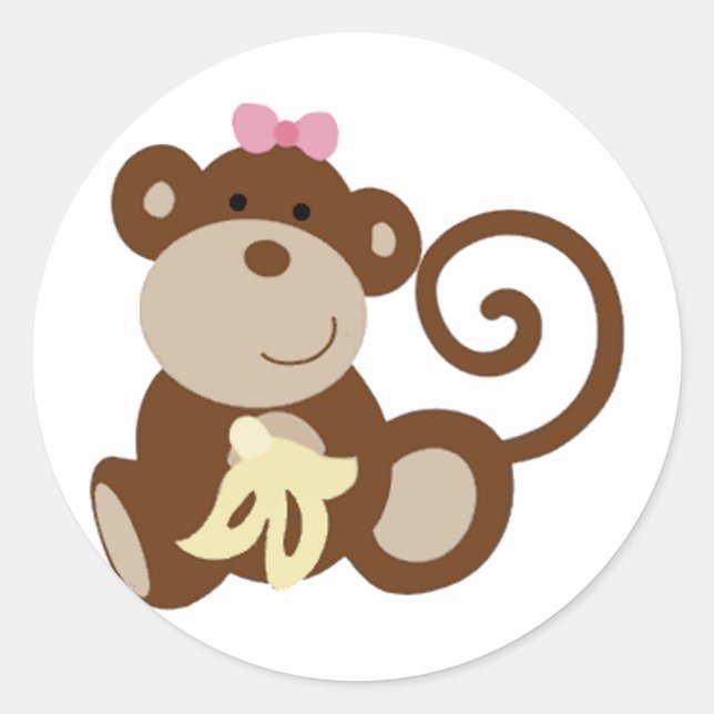 Pegatina Redonda Melanie Monkey Chica (Anverso)