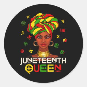Pegatina Redonda Melanin Black Queen Women Encabezó el Día de la Li