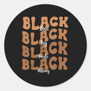 Pegatina Redonda Melanin Black Women Black History Month Retro