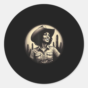 Pegatina Redonda Melanin Black Women Western Rodeo Black Cowgirls R