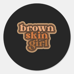 Pegatina Redonda Melanin Chica de piel marrón Mujer negra Gir de pi