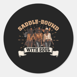 Pegatina Redonda Melanin Cowgirls African Melanin Cowgirl Black His