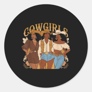 Pegatina Redonda Melanin Cowgirls African Melanin Cowgirl Swag Blac