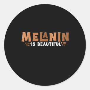 Pegatina Redonda Melanin es bella historia negra melanina africana