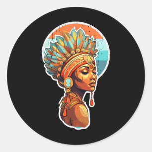 Pegatina Redonda Melanin espiritual Orgullosa Nativa Afroamericana