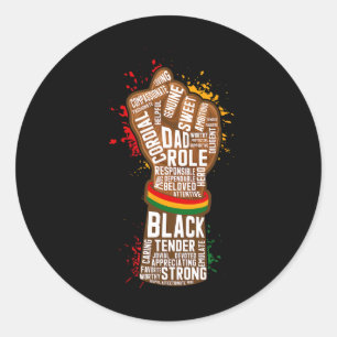 Pegatina Redonda Melanin Fist Hand Dad African American Black Histo