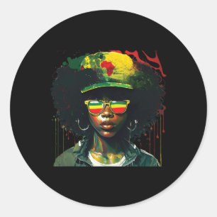 Pegatina Redonda Melanin, la reina africana negra que gotea de las 