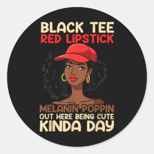 Pegatina Redonda Melanin Melanin Poppin Out Black Hi Hi