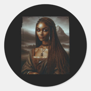 Pegatina Redonda Melanin Mes de la Historia Negra Reina Afro Mona L